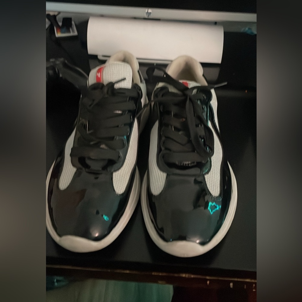 Selling Prada America's Cup Patent Leather & Technical Fabric Sneakers